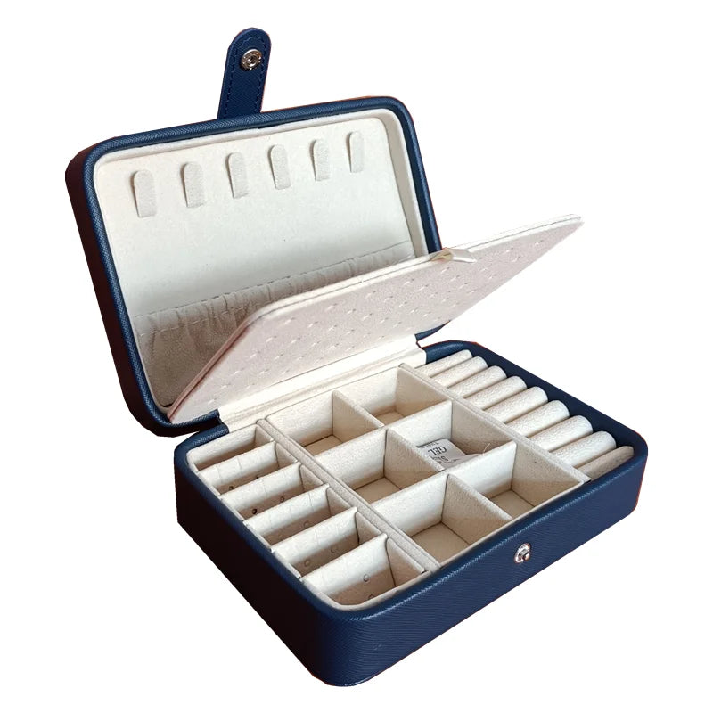 New 2024 Leather Portable Jewelry Box Double Simple Earrings Ring Jewelry Casket  Can Hold 68 Earrings