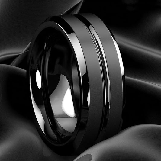 Fashion Men Black Stainless Steel Rings Wedding.