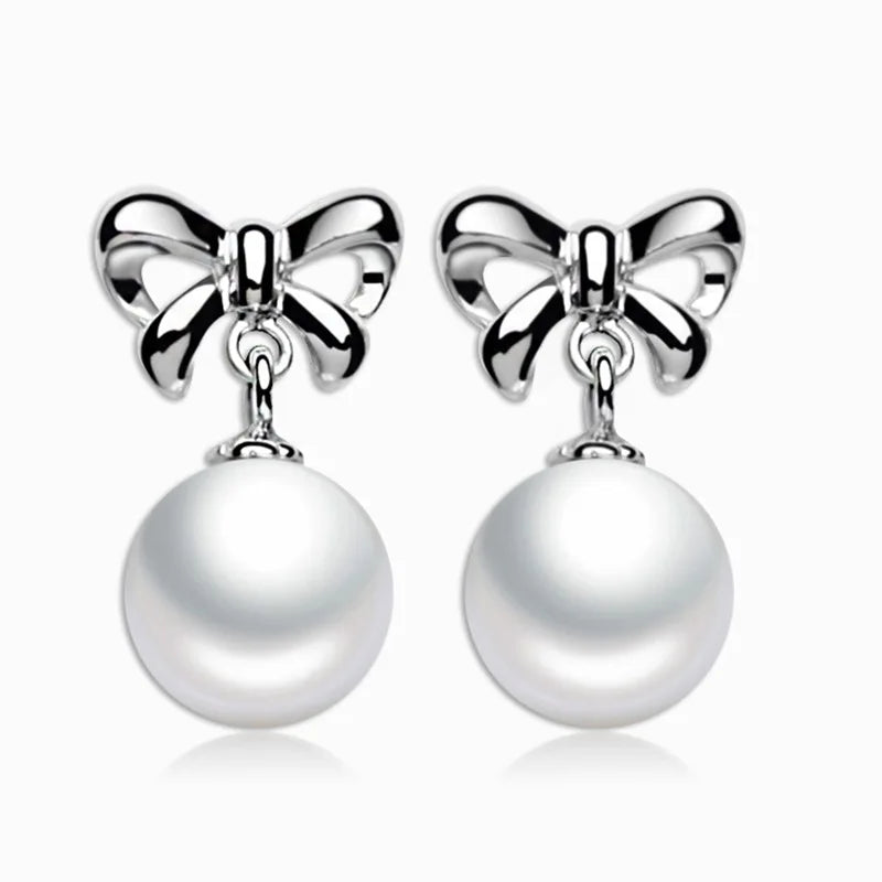 Natural Pearl Earrings - Genuine Freshwater Silver.