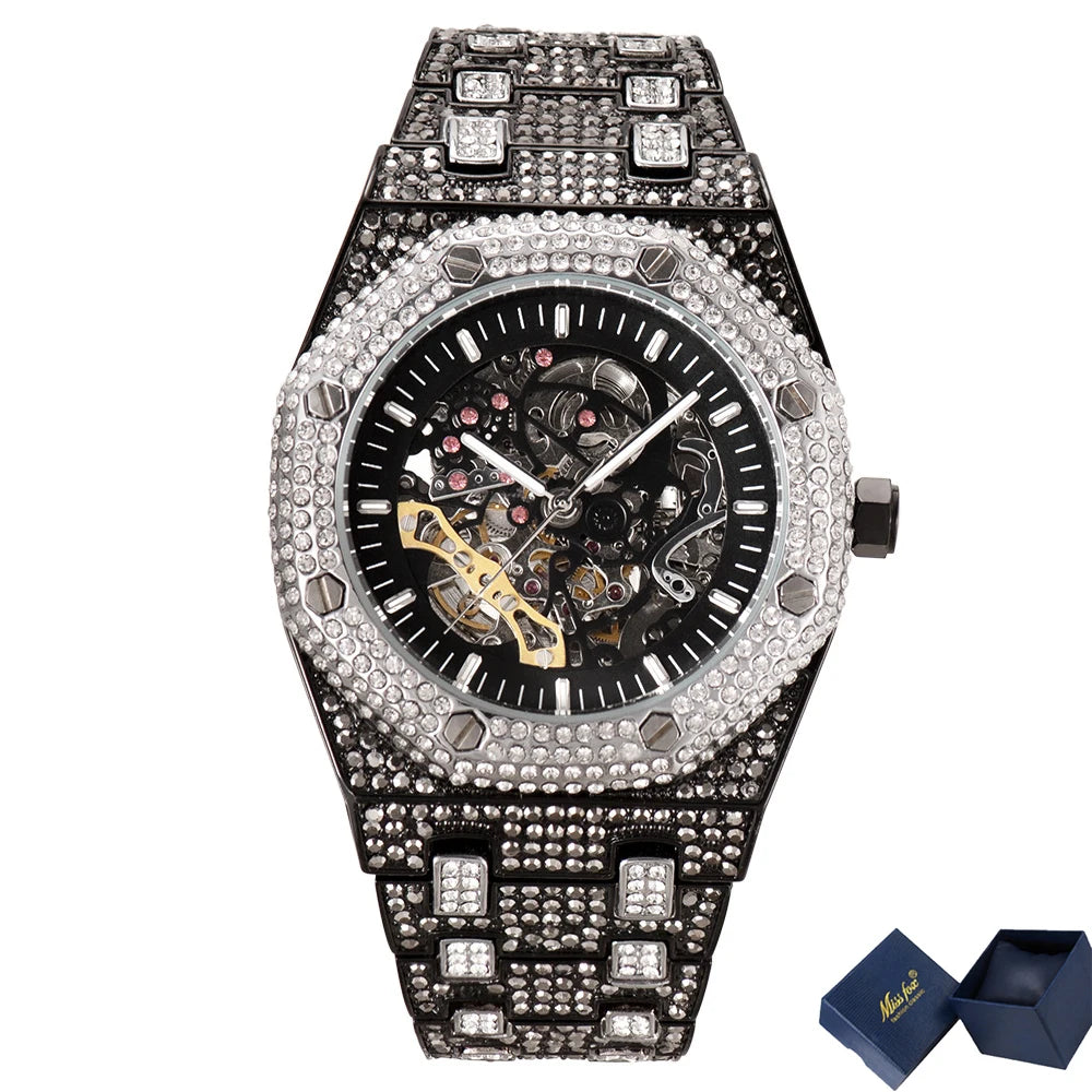 Iced Out AAA Diamond Watch Men Luminous Gear.