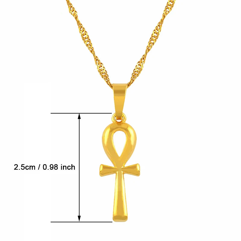 Ankh Pendant Necklace Gold Color Egyptian.