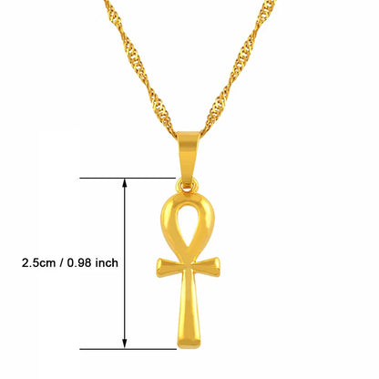 Ankh Pendant Necklace Gold Color Egyptian.