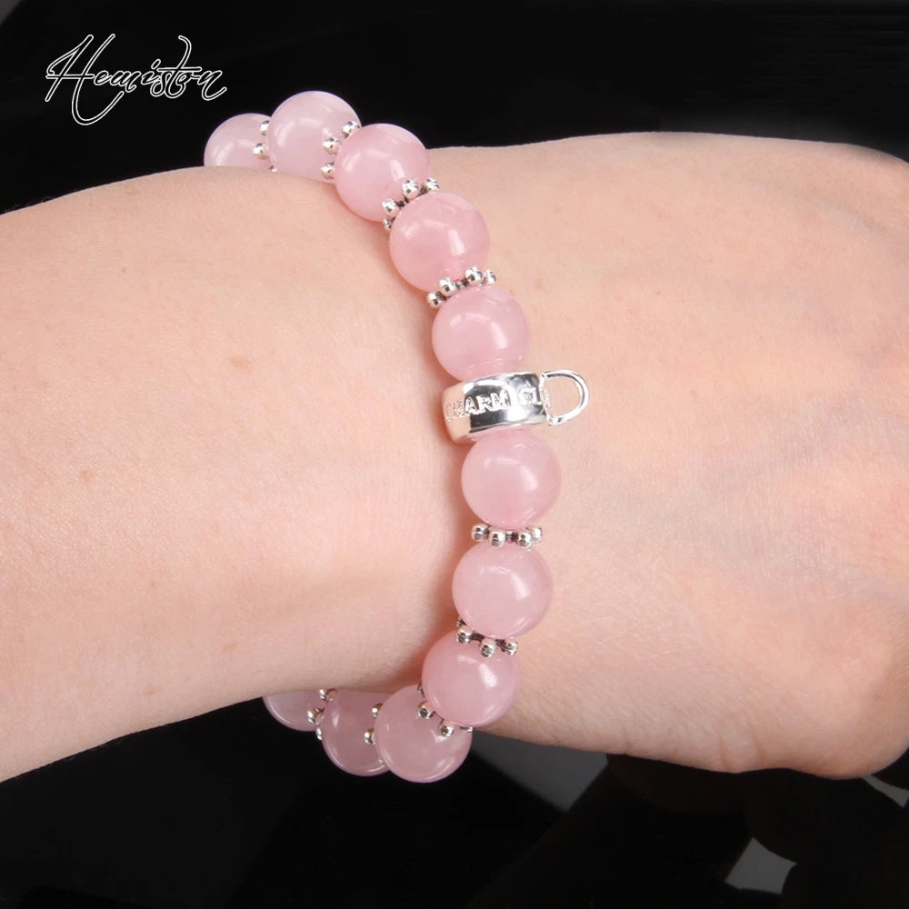 Rose Pink Quartz Bead, Bead Bracelet.