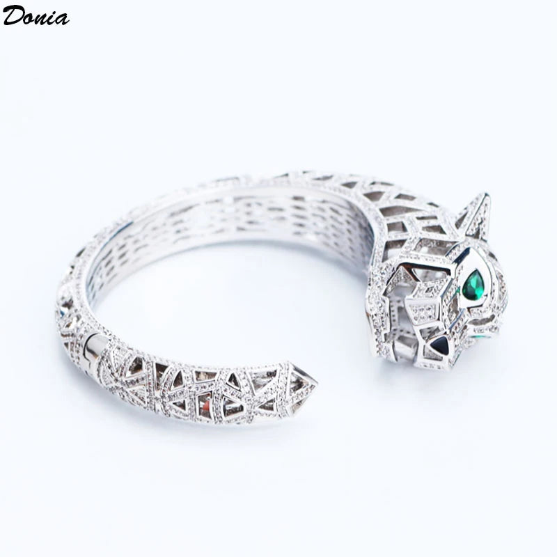 Donia Jewelry Fashion domineering exaggerated leopard hollow bracelet micro-inlaid AAA zircon bracelet unisex open bracelet