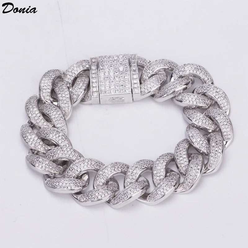 Donia Jewelry Fashion Hot Sale Europe and America Hiphop Hip Hop Bracelet Micro Inlaid AAA Zircon Men's Bracelet Cuban Chain