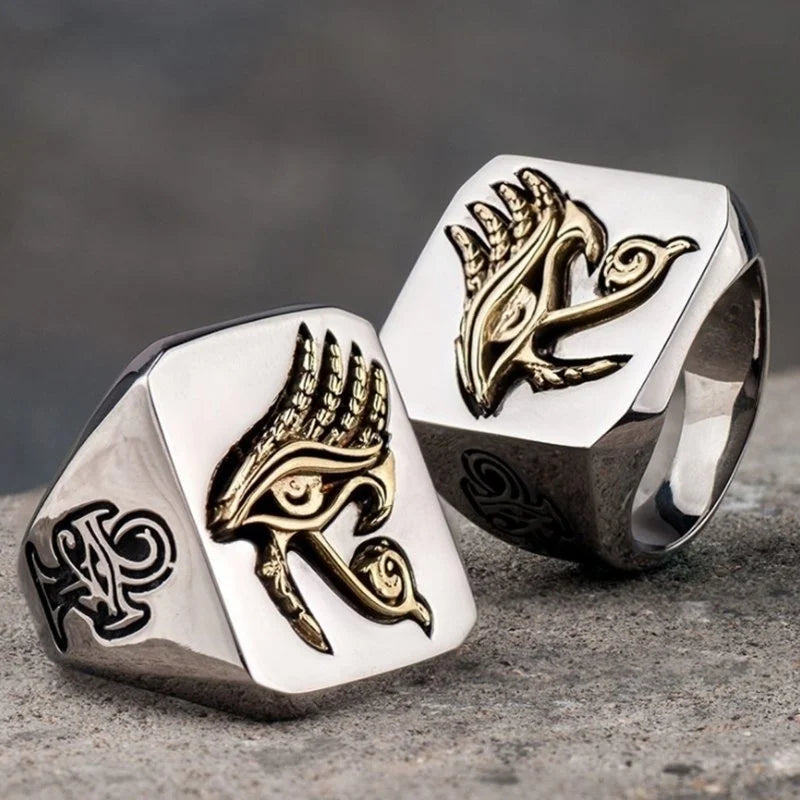 Fashion Ancient Egypt Horus Ring Men's Retro Gothic Personality Boy Souvenir Gift