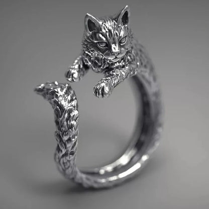 Ring for Men Women Japanese Style Cute Cat Ring.