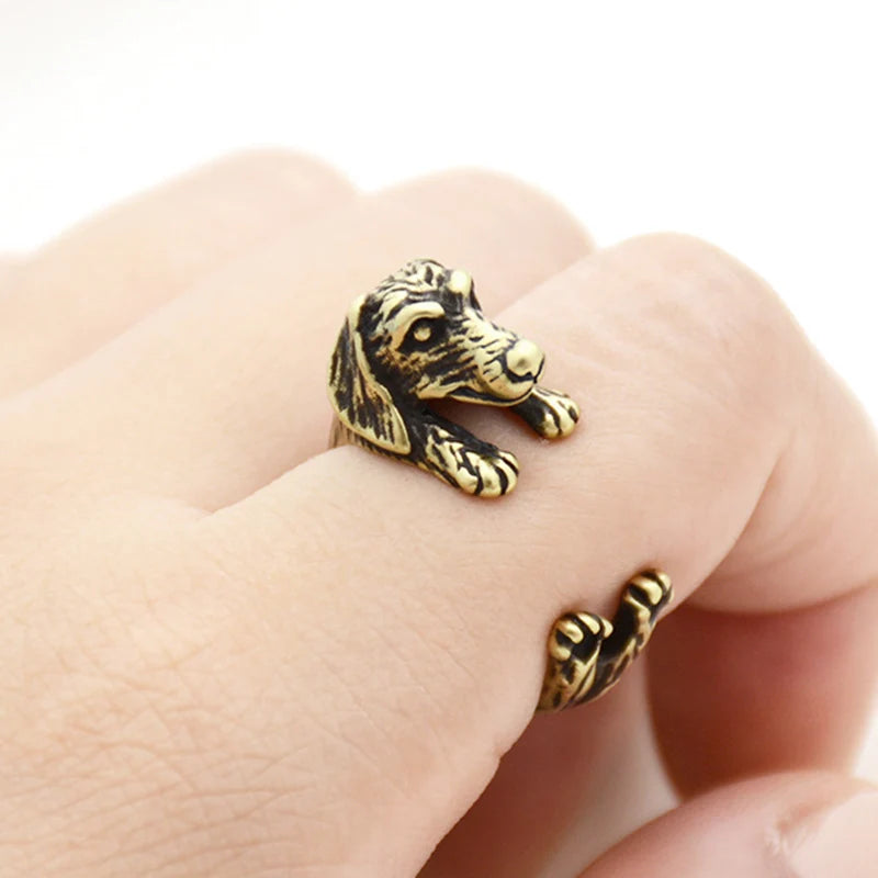 Retro Punk Dog Wedding Rings For Women