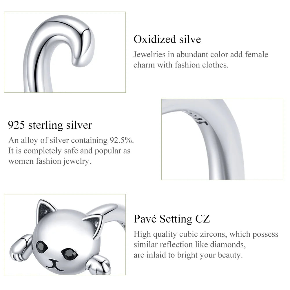 Cute Cat Silver Simple Pet Rings.