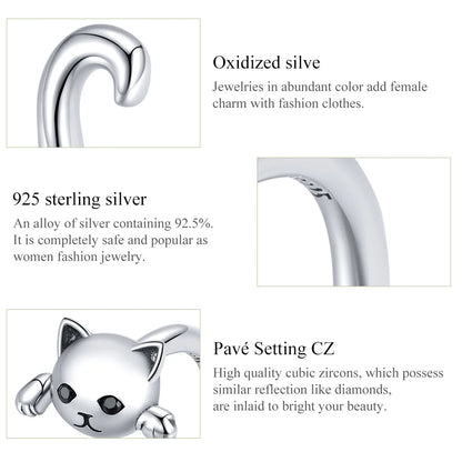 Cute Cat Silver Simple Pet Rings.