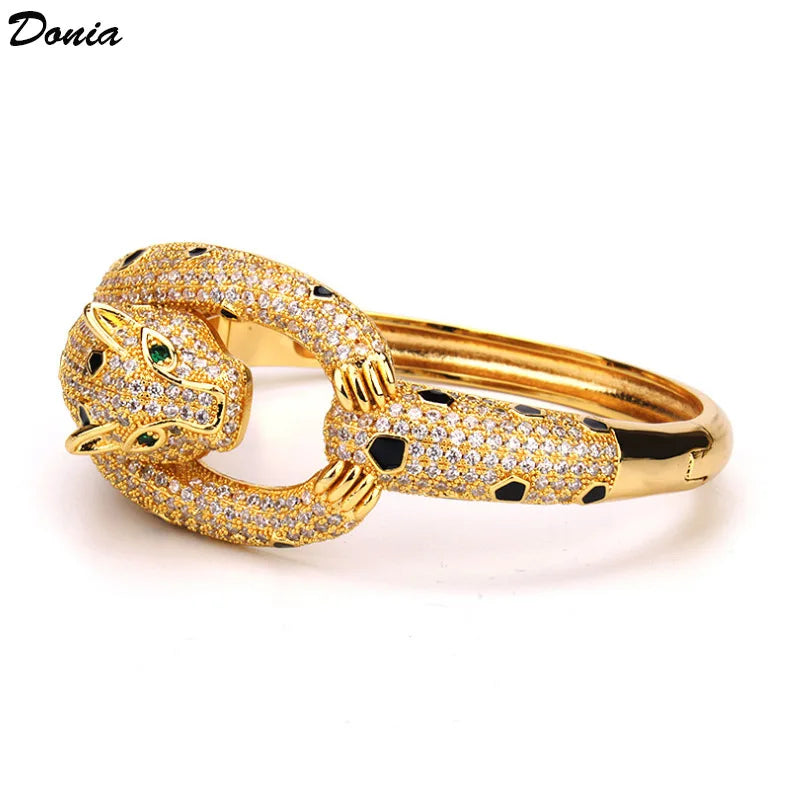 Donia jewelry Fashion micro AAA zircon leopard bracelet domineering animal enamel leopard bracelet men&