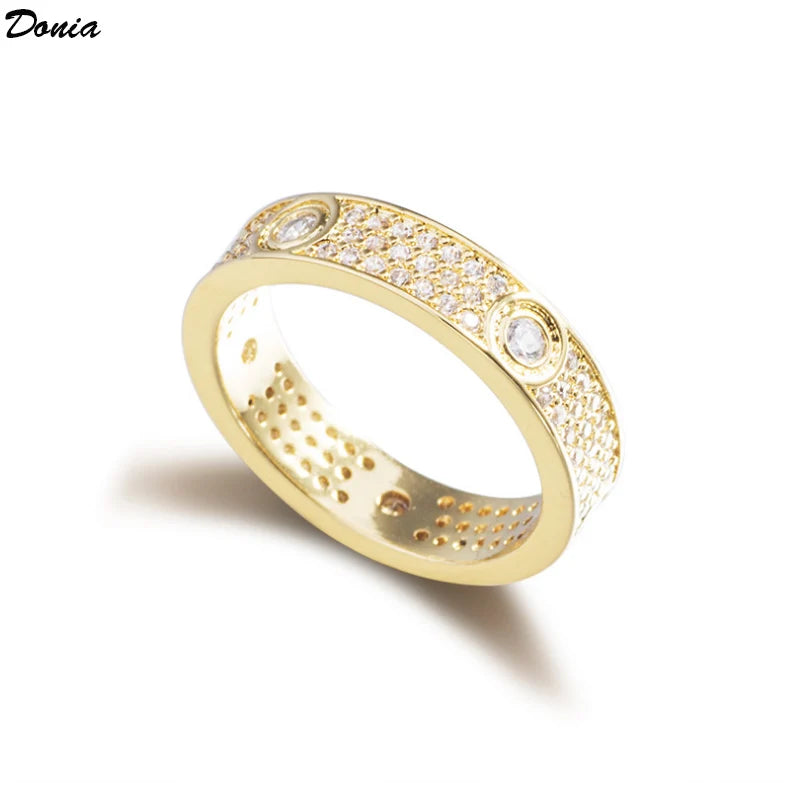 Donia jewelry European and American fashion luxury ring high-grade copper micro-inlaid AAA zircon ring ladies gifts