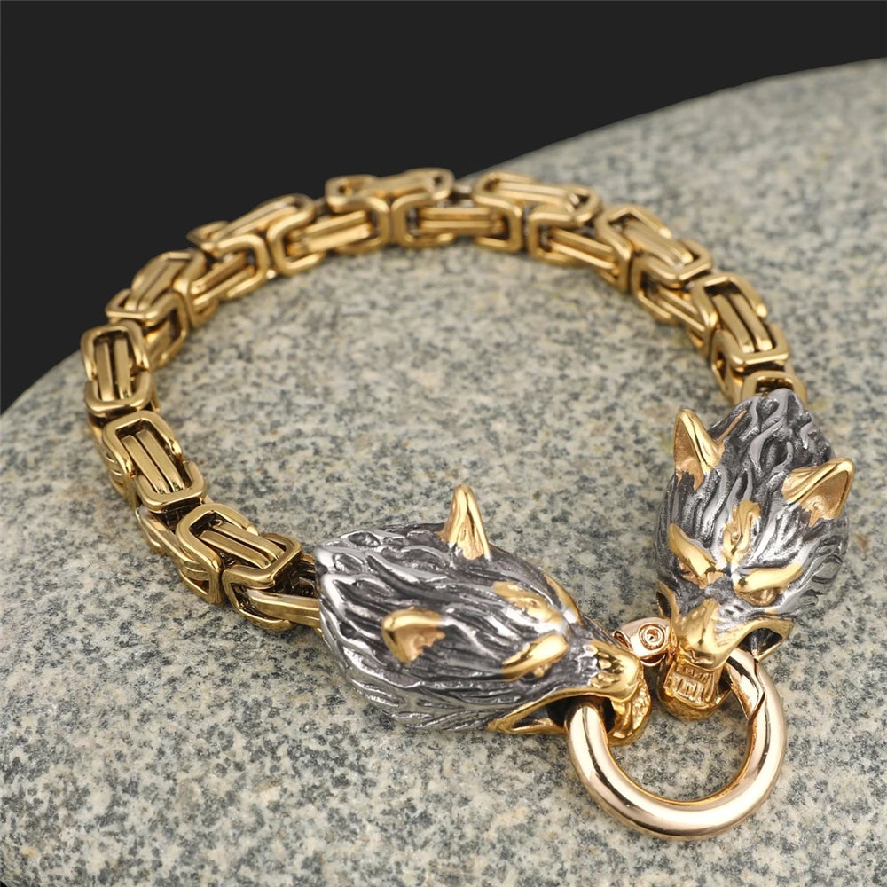 Wolf Head Bracelet Men Stainless Steel