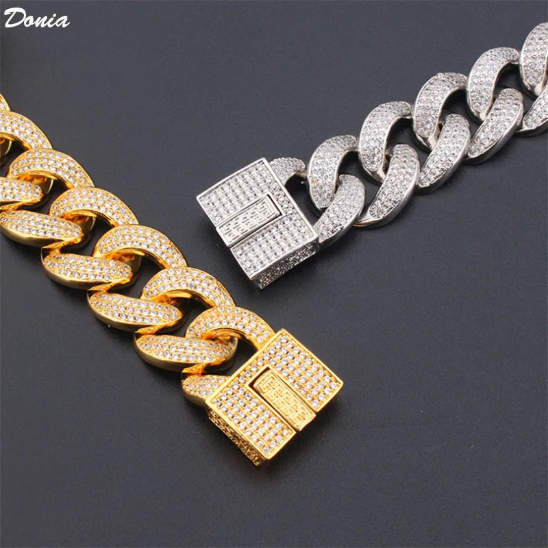 Donia Jewelry Fashion new personality hip-hop bracelet big leopard hollow inlaid AAA zircon luxury Cuban chain domineering first