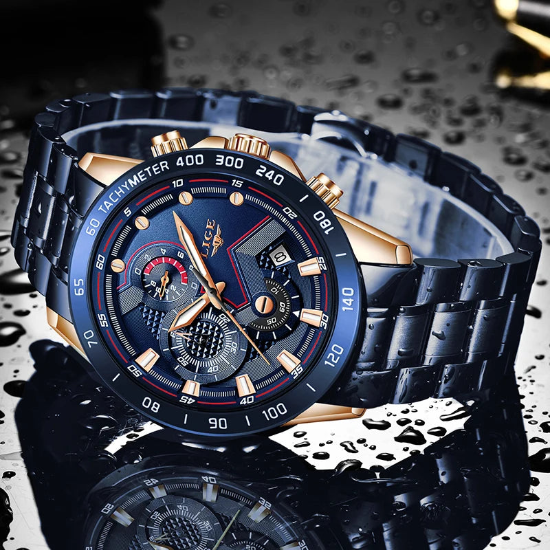 New Blue Fashion Business Mens Watches.