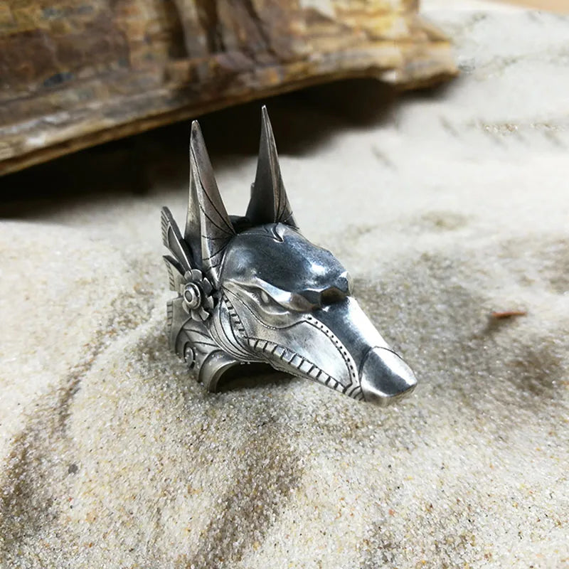 Stainless Steel Wolf Head Men Ring.