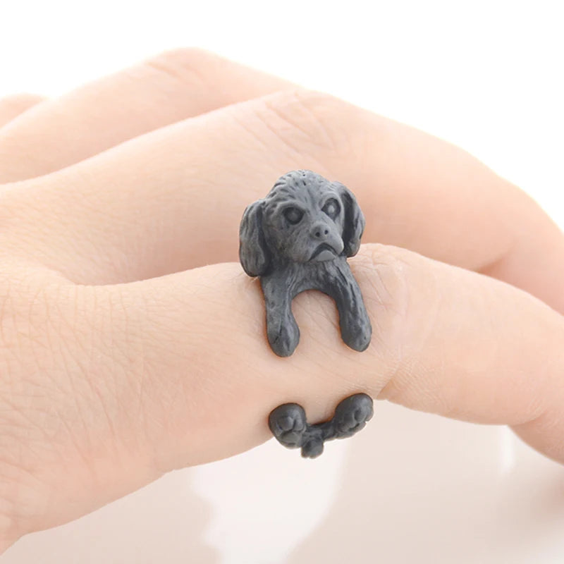 Vintage Silver Color Dog Wrap Ring