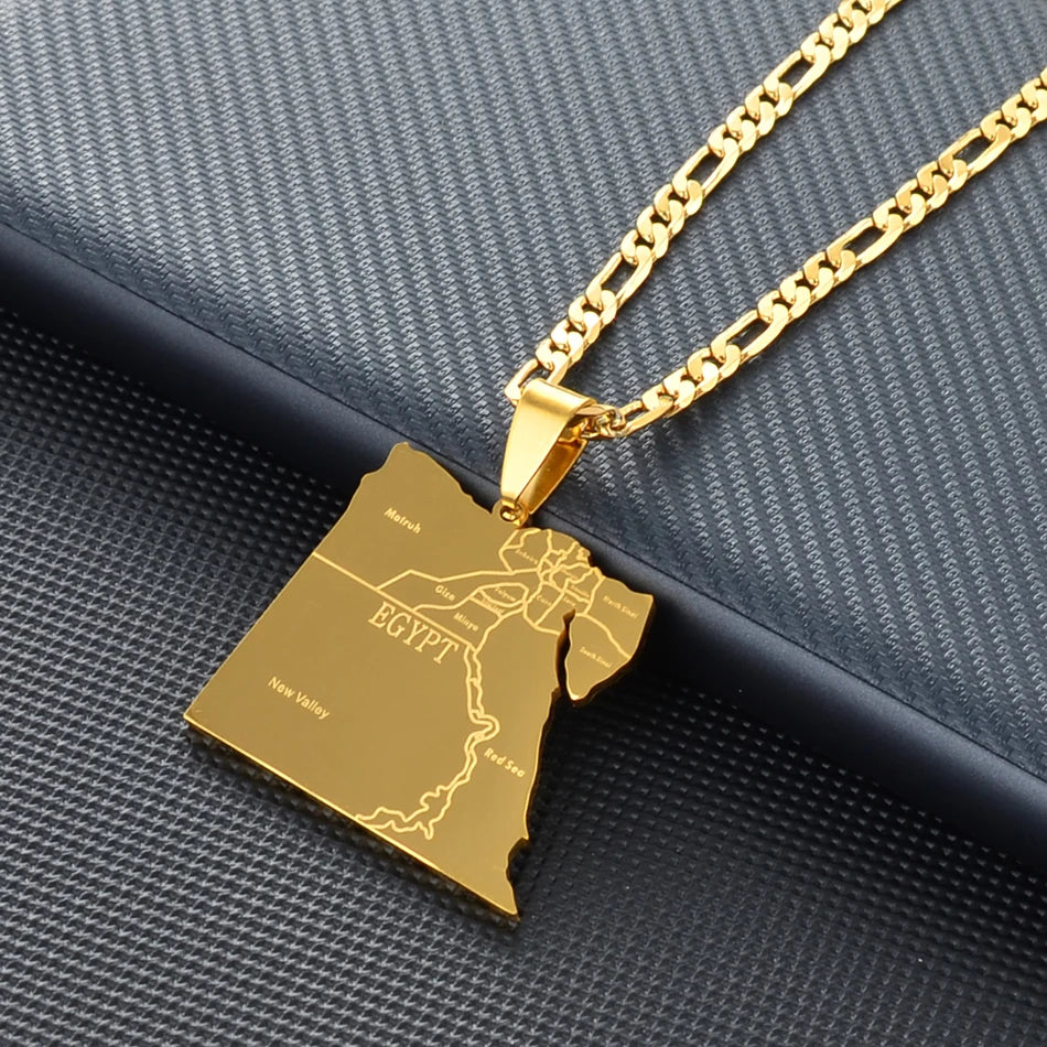 Egypt Map States Pendant Necklaces unisex.