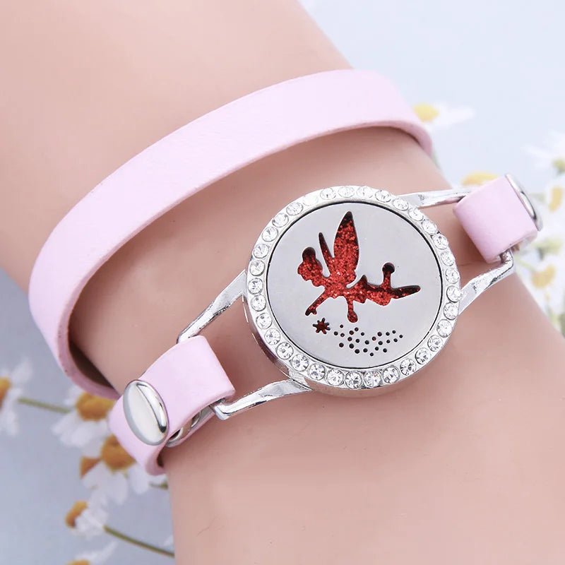 New Pink Aroma Diffuser Bracelet Aromatherapy Essential Oil Diffuser Locket Bracelets Adjustable Genuine Leather Bracelet