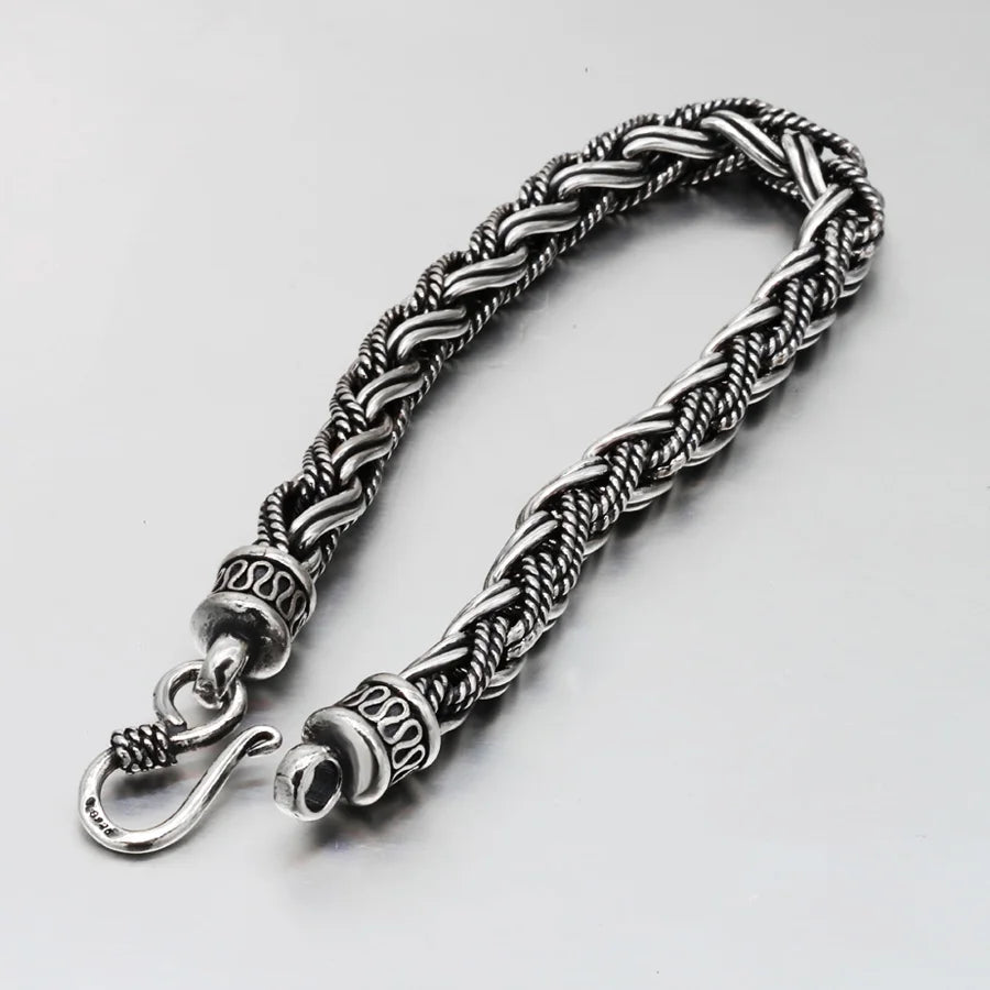 Hand-woven silver bracelet for men.