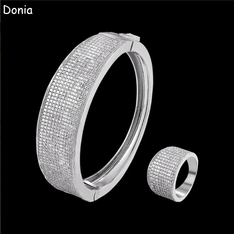 Donia jewelry fashion arch micro-inlaid AAA zircon large bracelet set creative opening ladies bracelet set