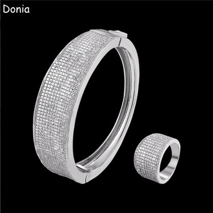 Donia jewelry fashion arch micro-inlaid AAA zircon large bracelet set creative opening ladies bracelet set