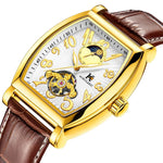 AOKULASIC Moonphase Gold Tonneau Tourbillon Automatic.