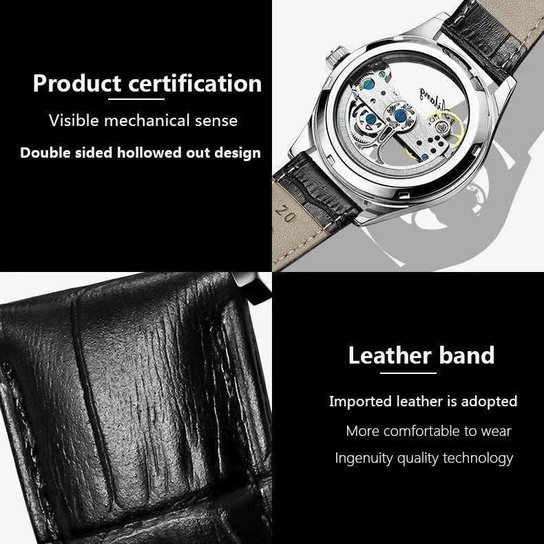 Hollow out Tourbillon Automatic MAN WATCH limited edition Mechanical Watches Fashion Belt and steel band Men&