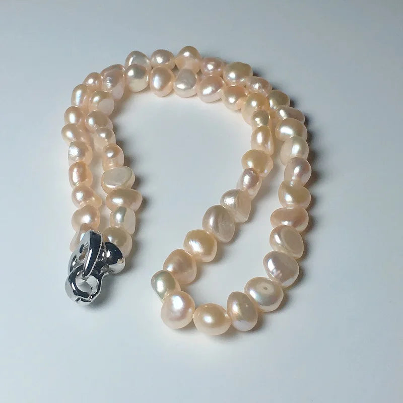 Natural Baroque Pearl Necklace - 7-8mm Real Freshwater Pearl.