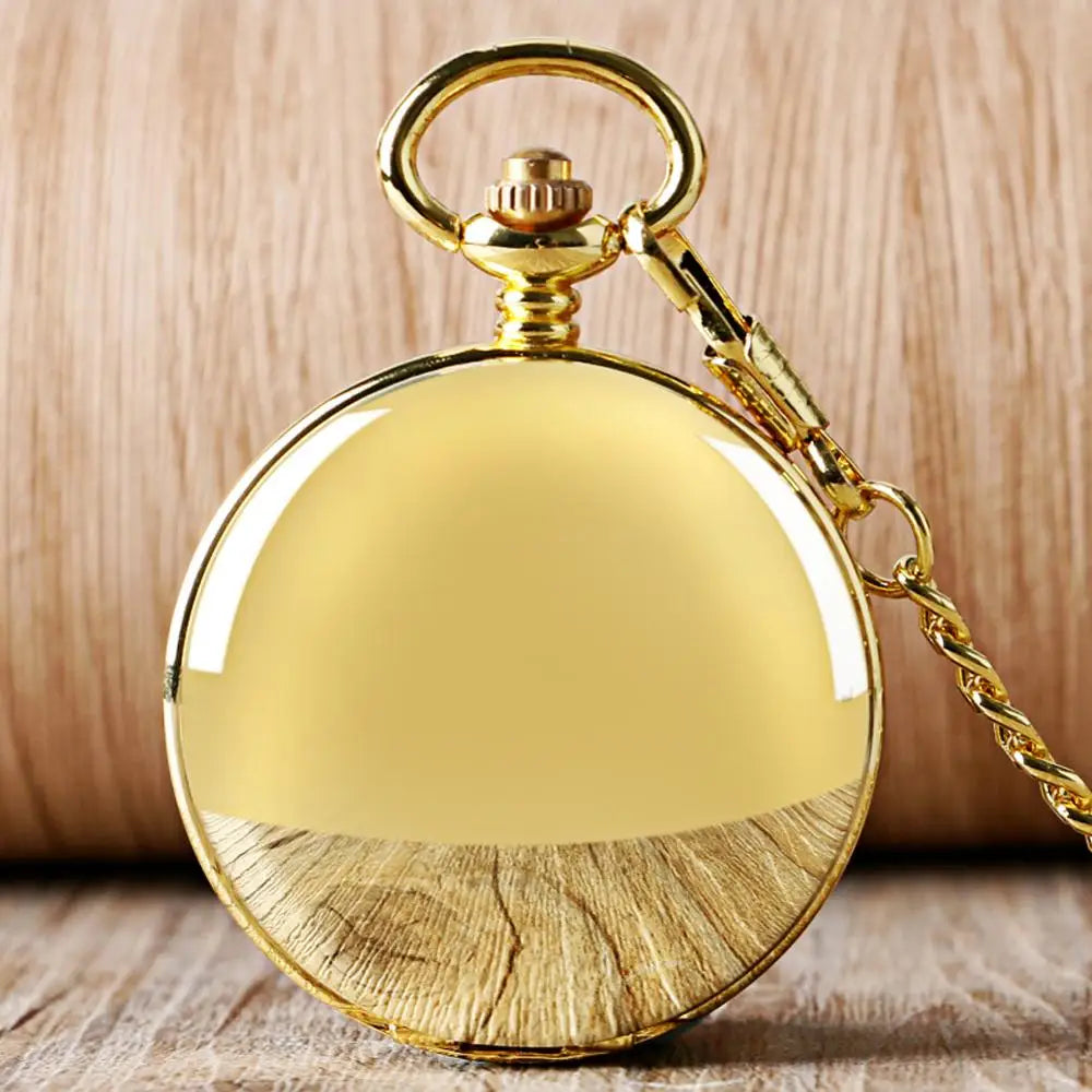 Full Gold Color Skeleton Pocket Watch