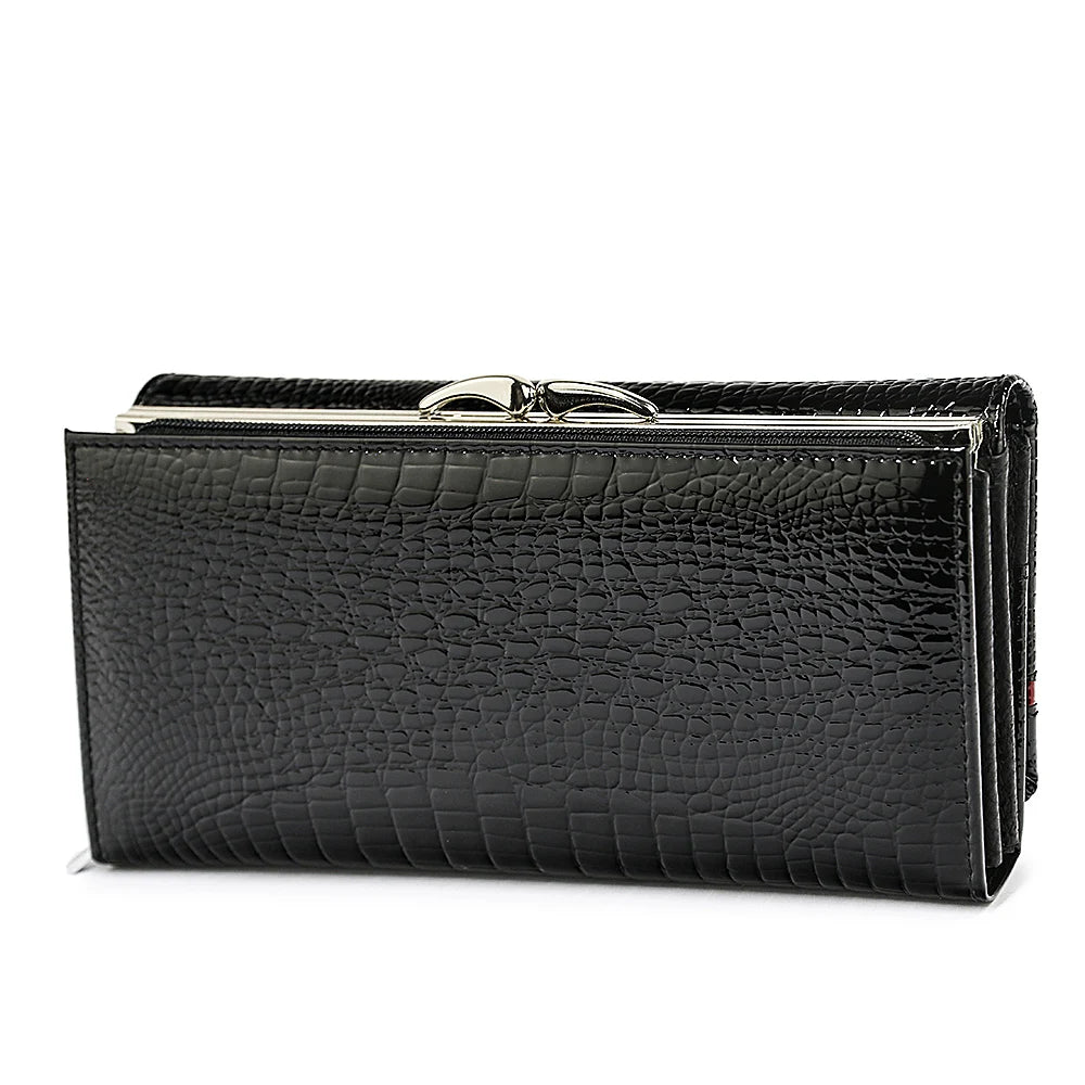 Genuine Leather Women Wallets Female Alligator Wallet Luxury Brand Coin Purse Design Clutch Bag Card Holder Zipper Ladies Purses