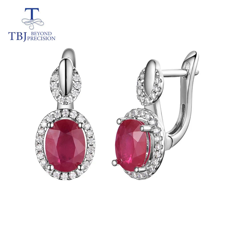 TBJ,Classic design africa ruby clasp earring natural precious gemstone 925 sterling silver jewelry for women lady nice gift