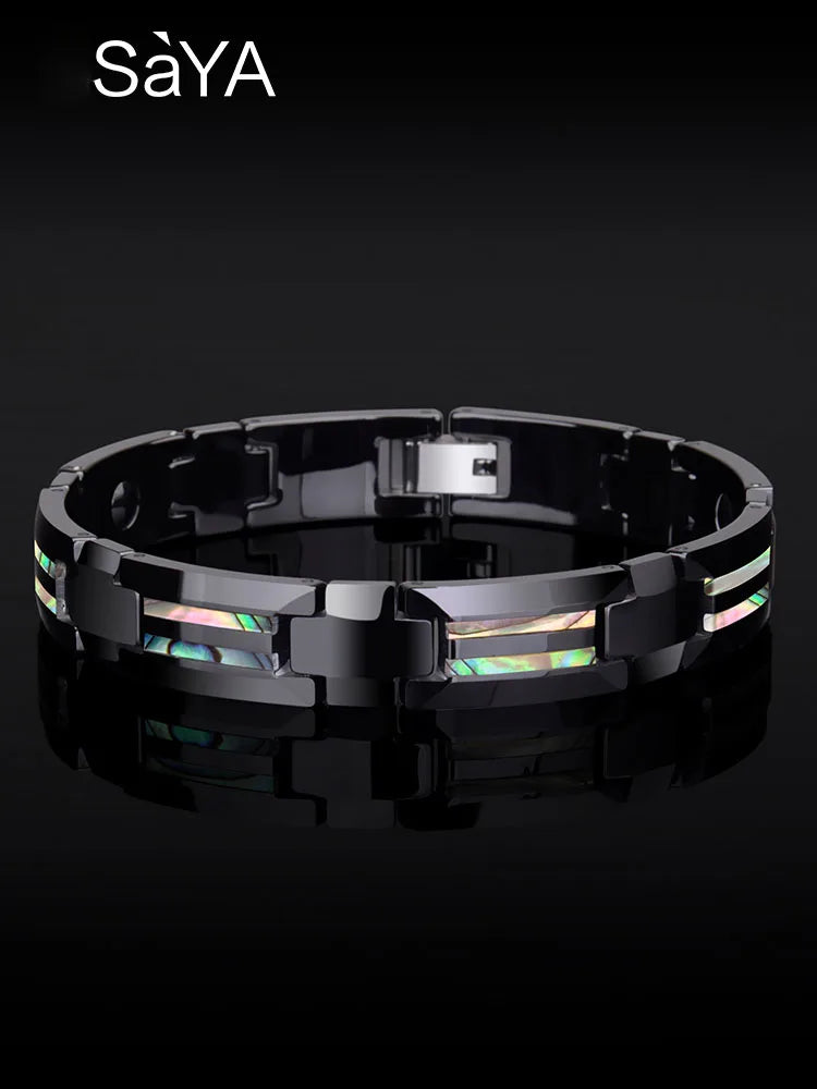 Black Ceramic Bracelets Scratch Magnetic Stone.