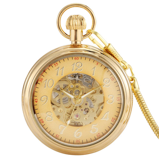 Noble Golden Automatic Mechanical Pocket Watch