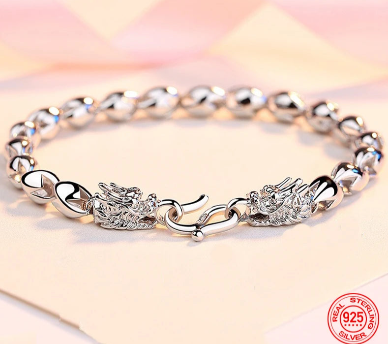 Silver Dragon Bracelet Chain For Men.