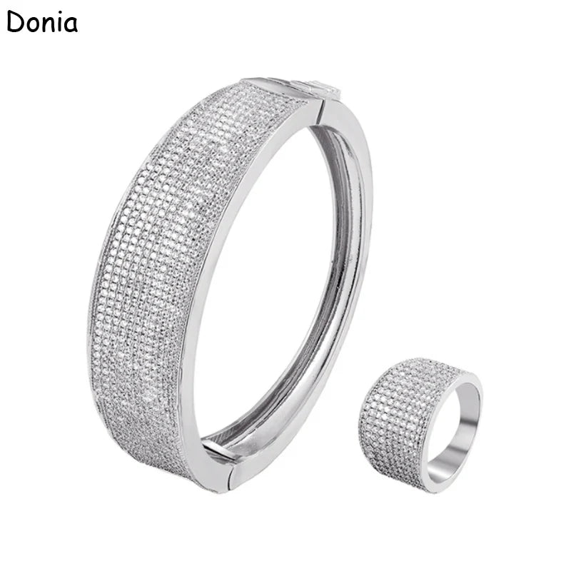 Donia jewelry fashion arch micro-inlaid AAA zircon large bracelet set creative opening ladies bracelet set