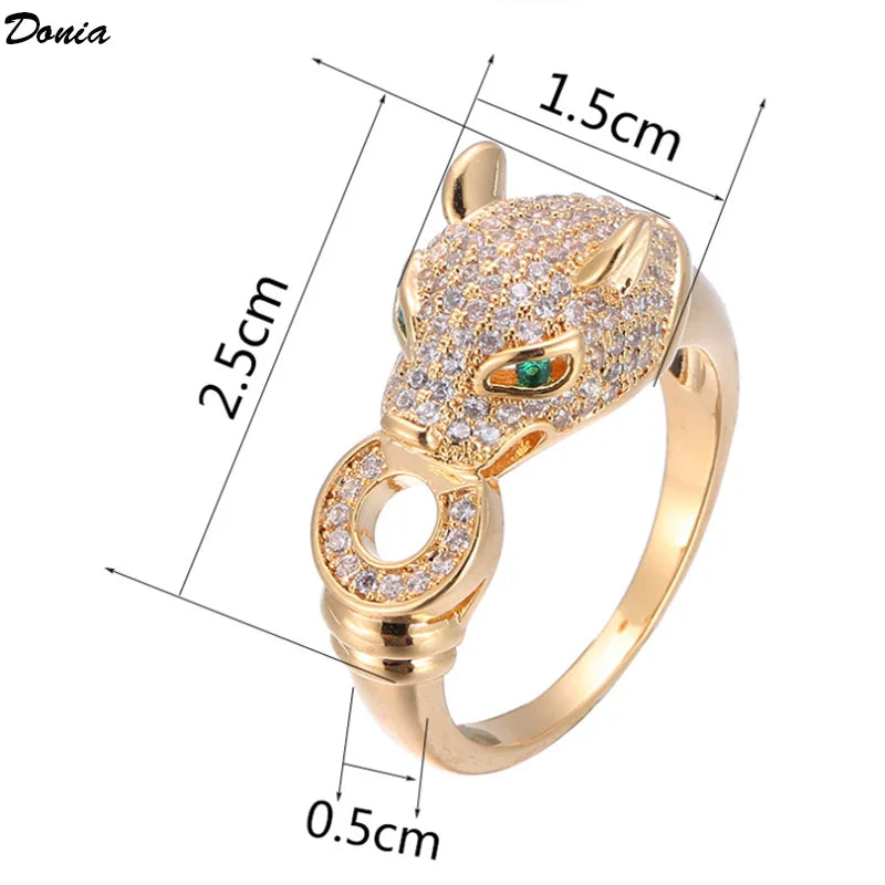 Donia jewelry Fashion animal ring Leopard head ring micro-inlaid AAA zircon ring luxury ladies ring jewelry