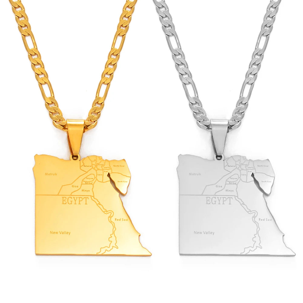 Egypt Map States Pendant Necklaces unisex.