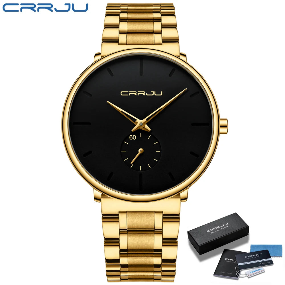 CRRJU Mens Watches Stainless Steel Men's Wrist Watch.