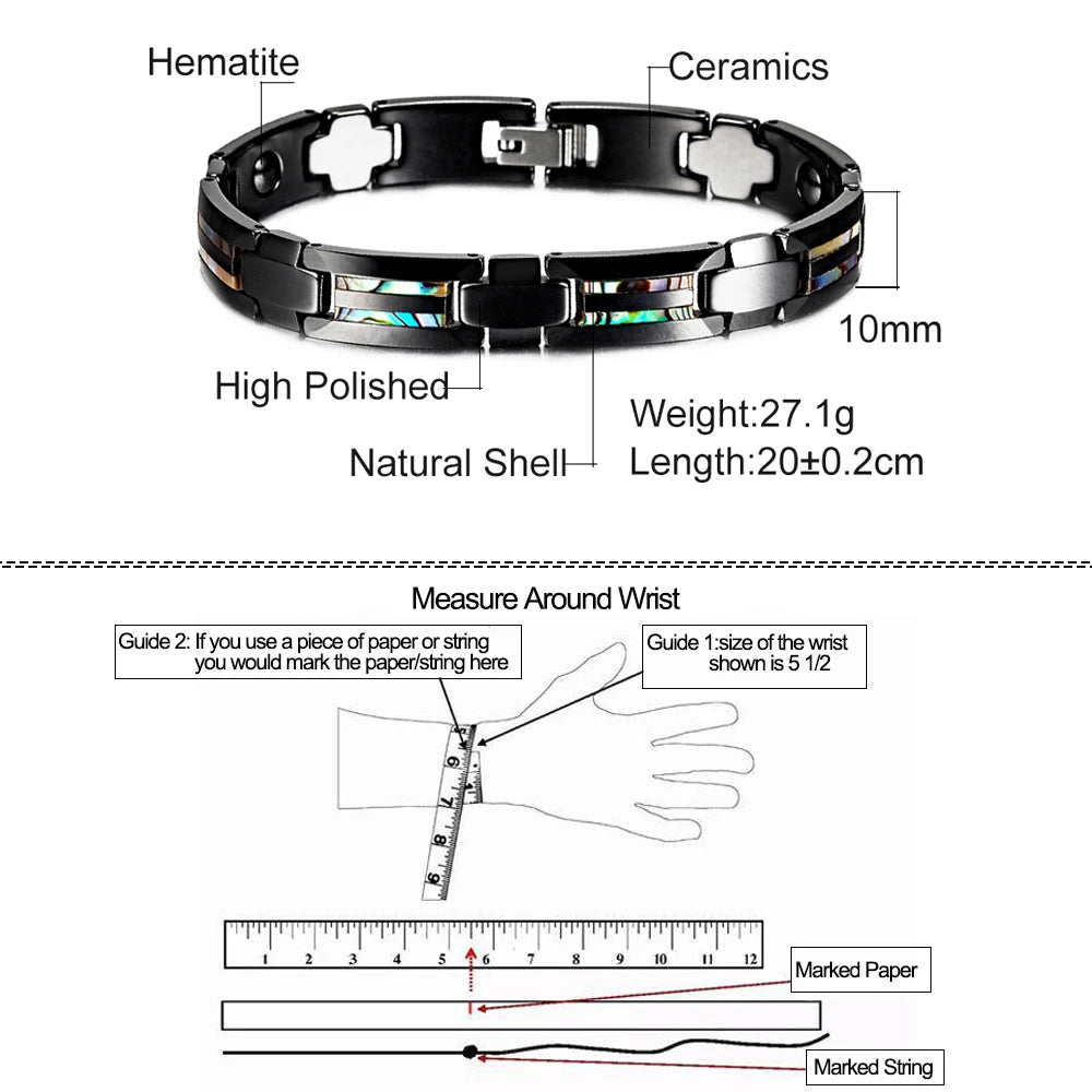 Black Bracelet Anti-scratch for Men Energy Magnetic.