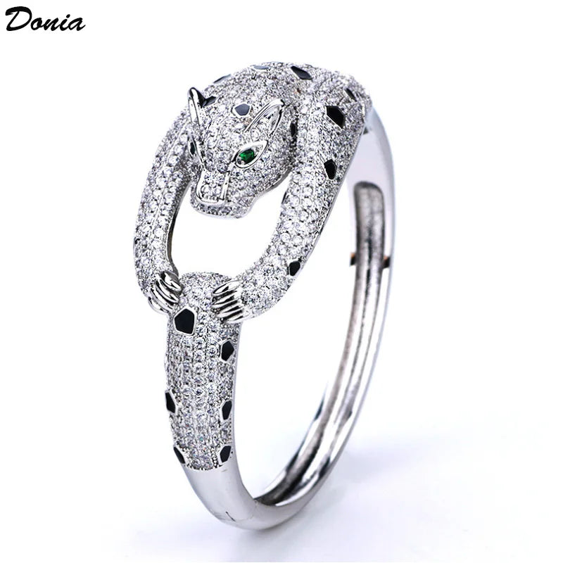 Donia jewelry Fashion micro AAA zircon leopard bracelet domineering animal enamel leopard bracelet men&