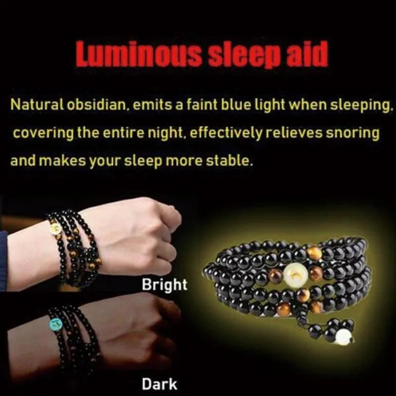 Luminous Dragon Mala Yoga Black Onyx Beads Charm Bracelet