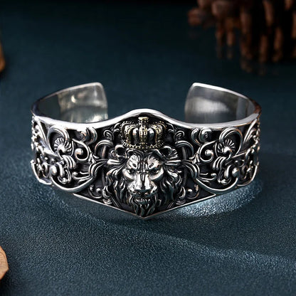 Silver Jewelry Wide Version Crown Bracelet