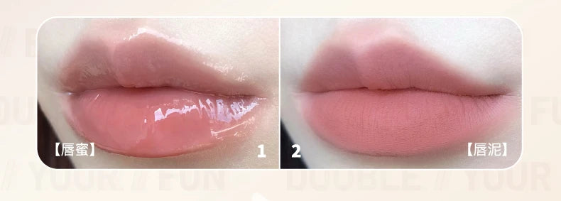 New Update!LEEMEMBER Double-Headed Two Effect Lip Glaze Water Mirror Surface Glossy & Matte Non-Stick Liquid Lip Mud Tint Makeup