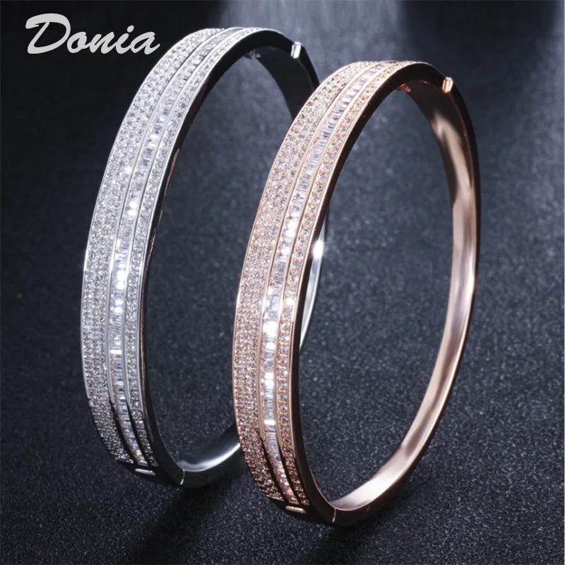 Donia jewelry Fashion Women's Two-Color Bracelet Micro-Inlay AAA Zircon Jewelry Bracelet Wedding Accessories African Jewelry