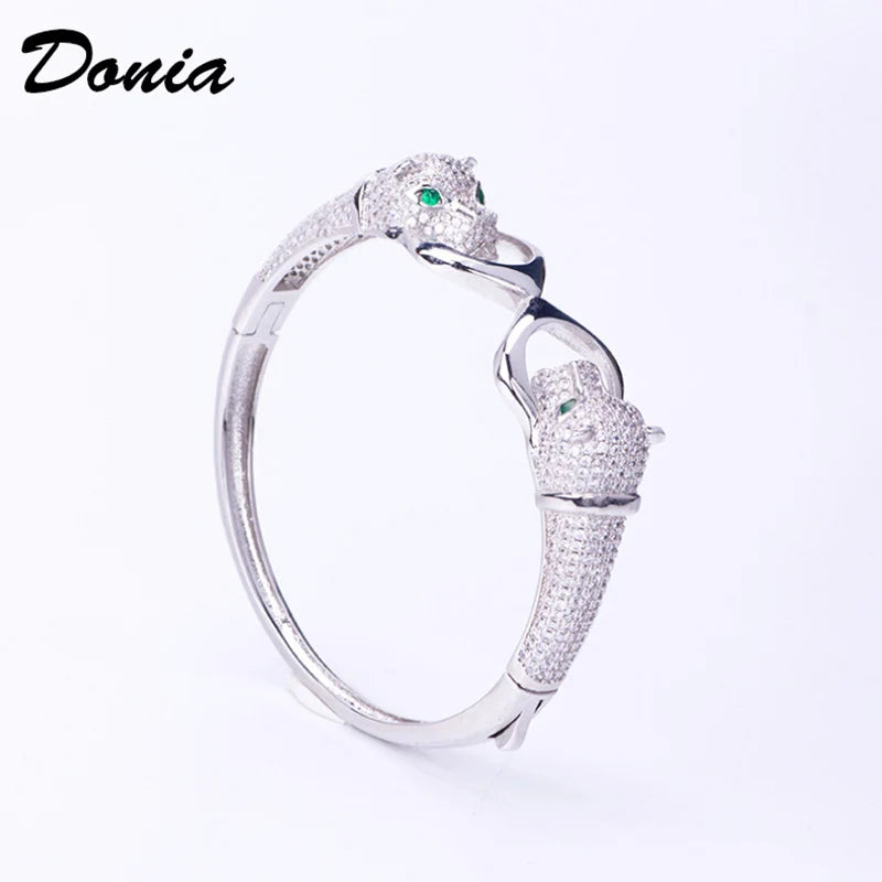 Donia jewelry Personality domineering double-headed leopard bracelet micro-inlaid AAA zircon hot animal bracelet jewelry