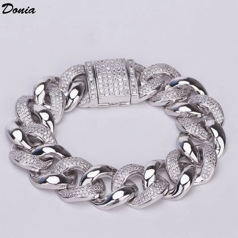 Donia Jewelry Fashion European and American copper micro inlaid AAA zircon Cuba bracelet box buckle men's hip hop style jewelry