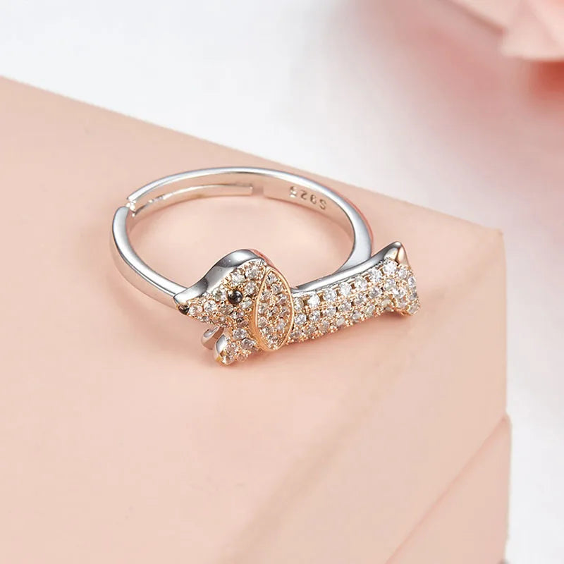 Fashion Real Silver Puppy Finger Ring.