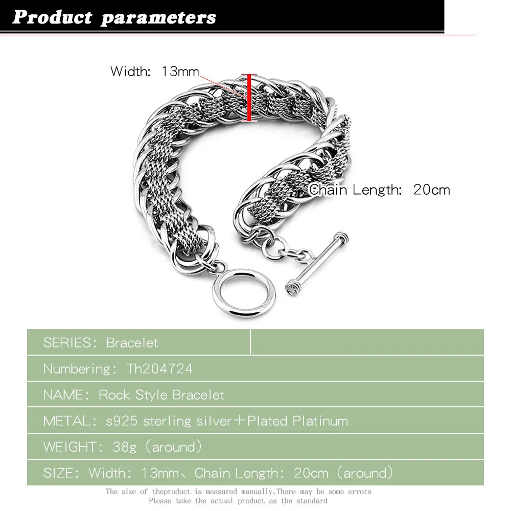 Fashion men jewelry;Solid 925 Silver bracelet for Men.