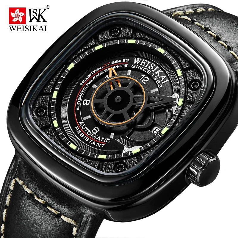 WEISIKAI Automatic Mechanical Watch for Men Calendar.